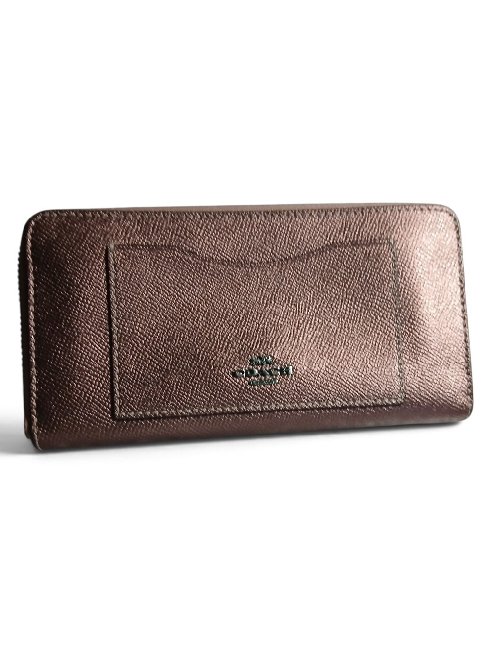 Coach Pink Metallic Leather Zip Around Wallet - Coach